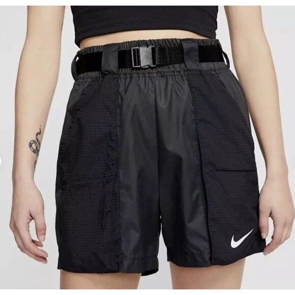 Nike Pants - New Nike Women's Swoosh Woven Loose Fit Shorts Size Medium Black sportswear